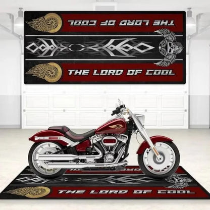Crystal Velvet Motorcycle Mat, Anti-Slip Garage Floor Mat for Harley/Honda, Flame/Tribal/Racing Style, Motorbike Parking Rug