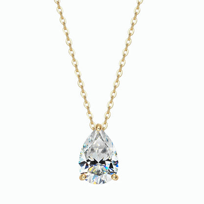 IGOTOS 1-4CT Water Drop Moissanite Pendant Necklace Women 925 Sterling Silver Round/Sharp Claw Lab Diamond Pendant Neck Chain