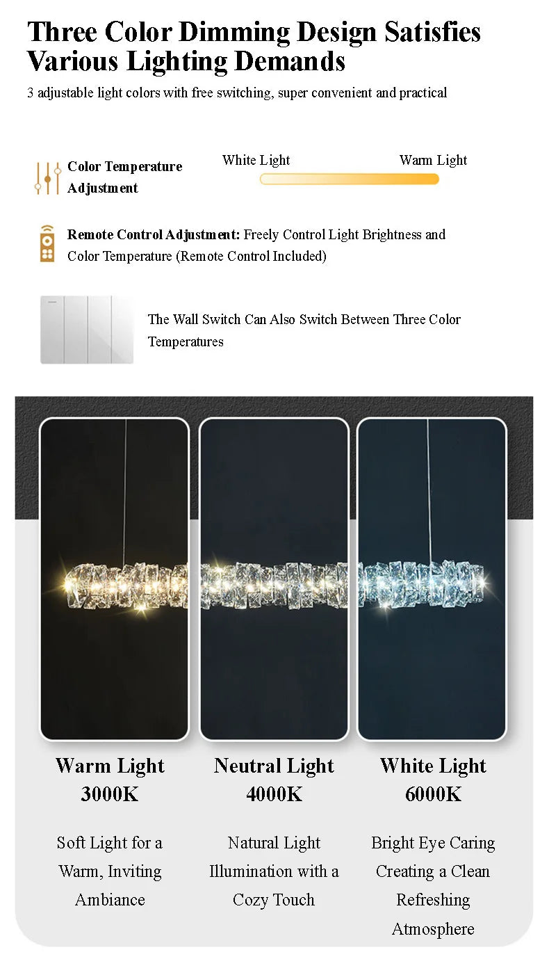 Luxury K9 Crystal Chandelier Dimmable Ceiling LED Pendant Lights Home Living Room Bedroom Indoor Atmosphere Decorative Lighting