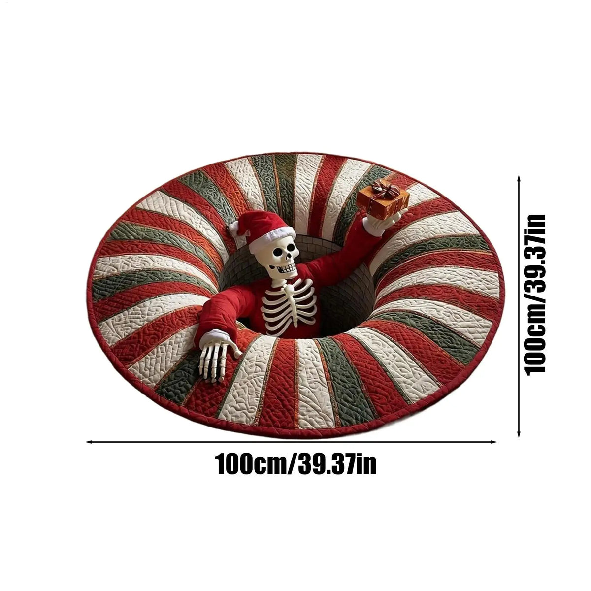 3D Rugs Optical Illusion Christmas Home Decor Skeleton Round Quilted Holiday Bathroom Carpet For Kitchen Entryway Entrance