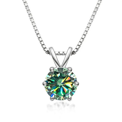 TY 1ct Moissanite Pendant Necklaces S925 Sterling Silver Solitaire Necklace Chains For Women Fine Jewellry Gifts
