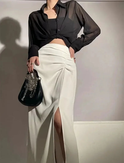 SMVP Chiffon Blouse for Women 2025 New Summer Sheer Mesh Long Sleeve Sun Protection Shirts Korean Fashion Office Lady Shirt Tops