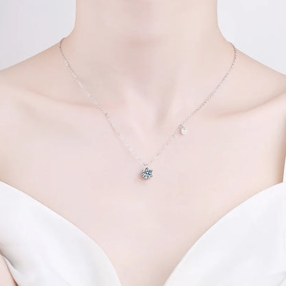 Butterflykiss 0.5/1ct Moissanite Solitaire Necklace For Women Pearl Pendant White Gold Plated S925 Sterling Silver Jewelry Gifts
