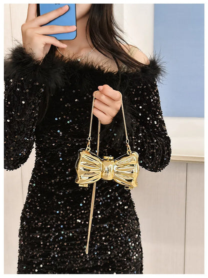 Luxury Golden Evening Bag Purses and Handbags Designer Shoulder Bags Funny Shape Party Wedding Round Acrylic Shiny Clutch Purse
