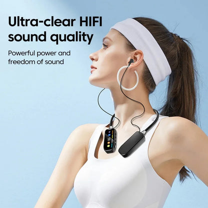 KEBIDUMEI Bluetooth 5.4 Headphones with Screen Neckband Earphones Wireless Headsets HiFi Stereo Sports Earbuds Support TF Card