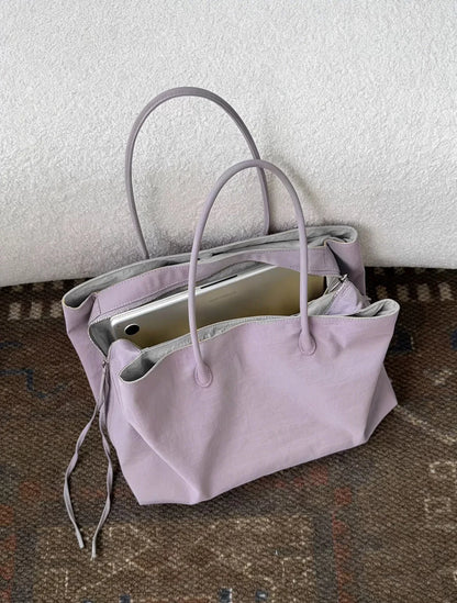 Nylon Women's Commuter Tote Bag Minimalist Large-capacity Tote Bag Ladies Multi-layer Waterproof Computer Shoulder Nylon Handbag