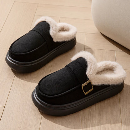 Casual Women's Home Slippers Winter Plush Luxury Designer Woman Shoes Indoor Fluffy Platform Fuzzy Fur Slides Elegant Flats Warm