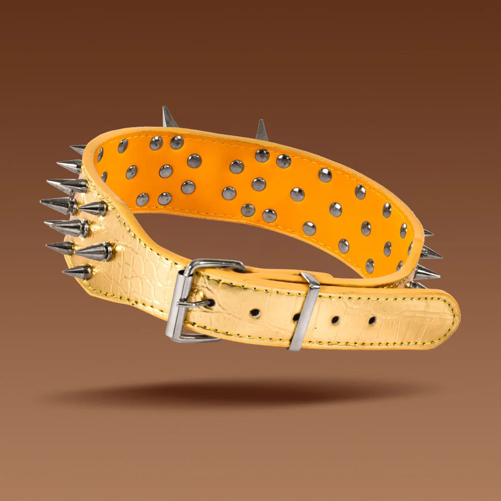 5CM Wide Spiked Studded Dog Collar Anti-Bite PU Leather Pet Collar for Large Dogs Pitbull Mastiff Pet Supplies Accessories