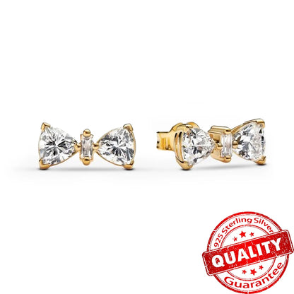 Original 925 Sterling Silver Luxury Bow Flower Shaped Clover Rose Pendant Earrings Elegant Mature Women Delicate Jewelry Gift