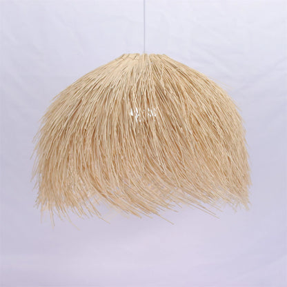 Japanese Wabi Sabi LED E27 Pendant Lights 50CM Rattan Straw Hat Chandelier Retro B&B Suspend Lamp Retro Raffia Decor Droplight
