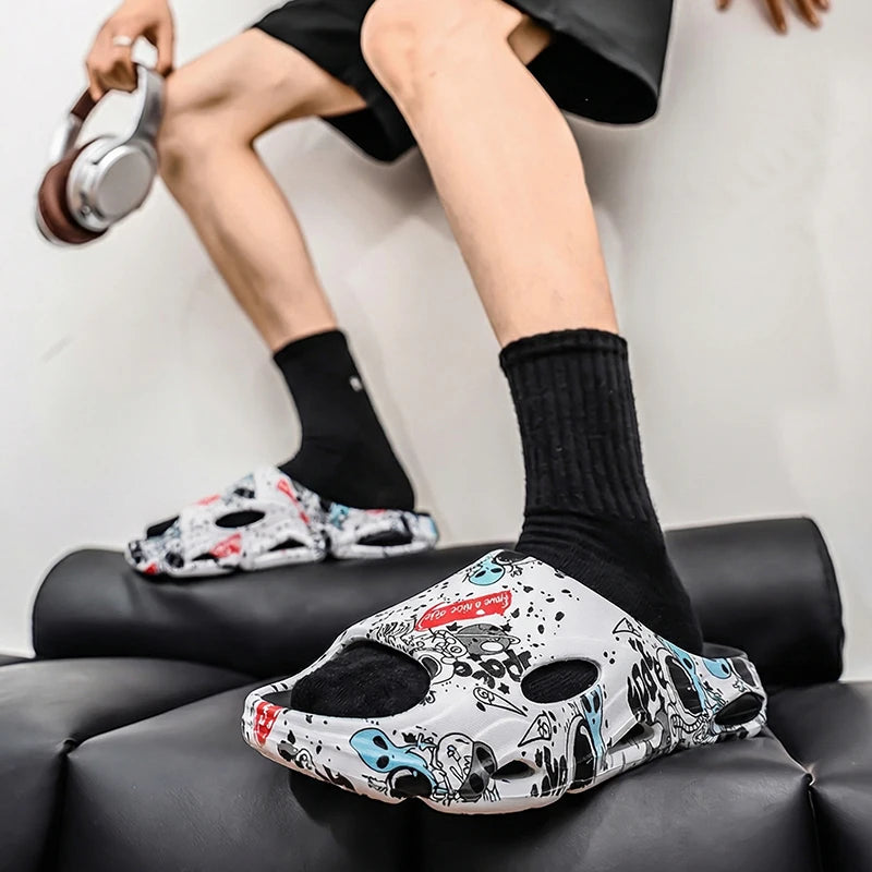 Summer New Men's Women's Light Platform Massage Slippers Unisex Couple Sandals Beach Casual Slides Shoes Soft Sole Flip-flops