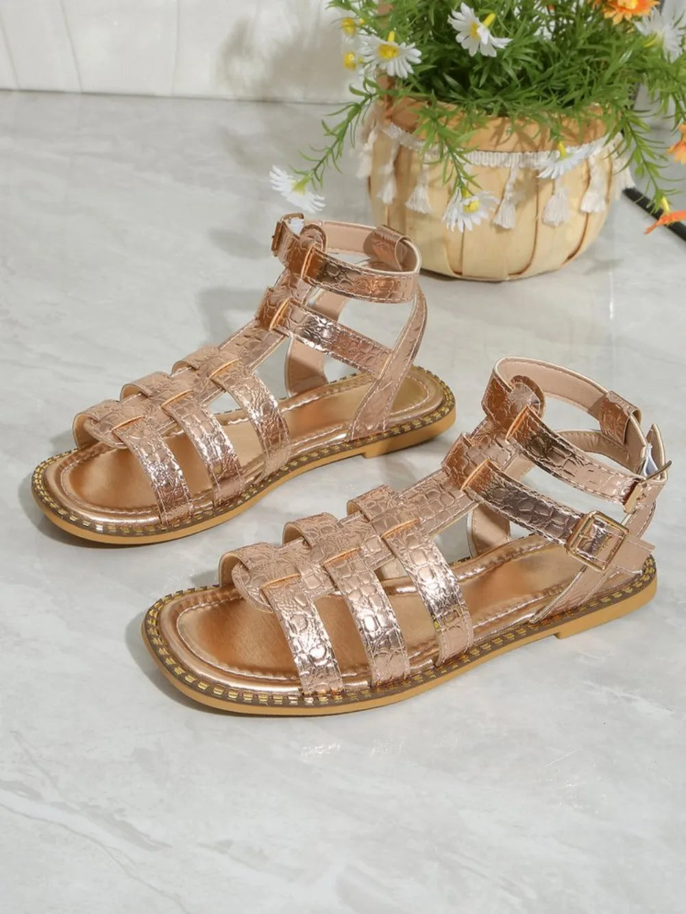 Summer New Roman Style Ankle Strap Women's Sandals Fashion Hollow Solid Casual Lightweight Comfort Women Shoes Zapatos De Mujer