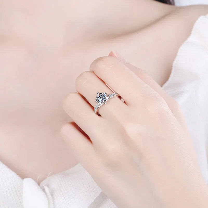 Pigeon's Egg Ring 1ct Women Moissanite PT950 Platinum - Crystal Moissanite Diamond-Like Brilliance