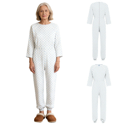 Women Special Need Adaptive Clothing Elderly Alzheimer Dementia Back Zipper Anti-Strip Nursing Jumpsuit Homewear Sleepwear
