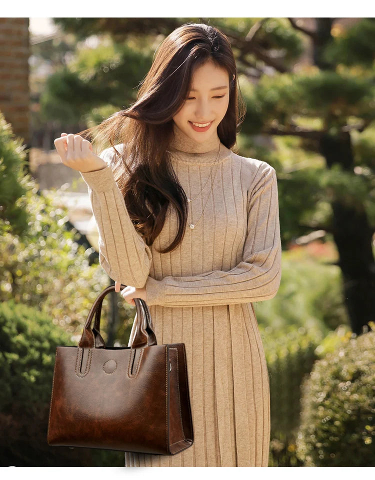 Luxury Female Trend Vintage Tote Bag High Quality Leather Crossbody Shoulder Bag Women Brand Designer Large capacity Handbag