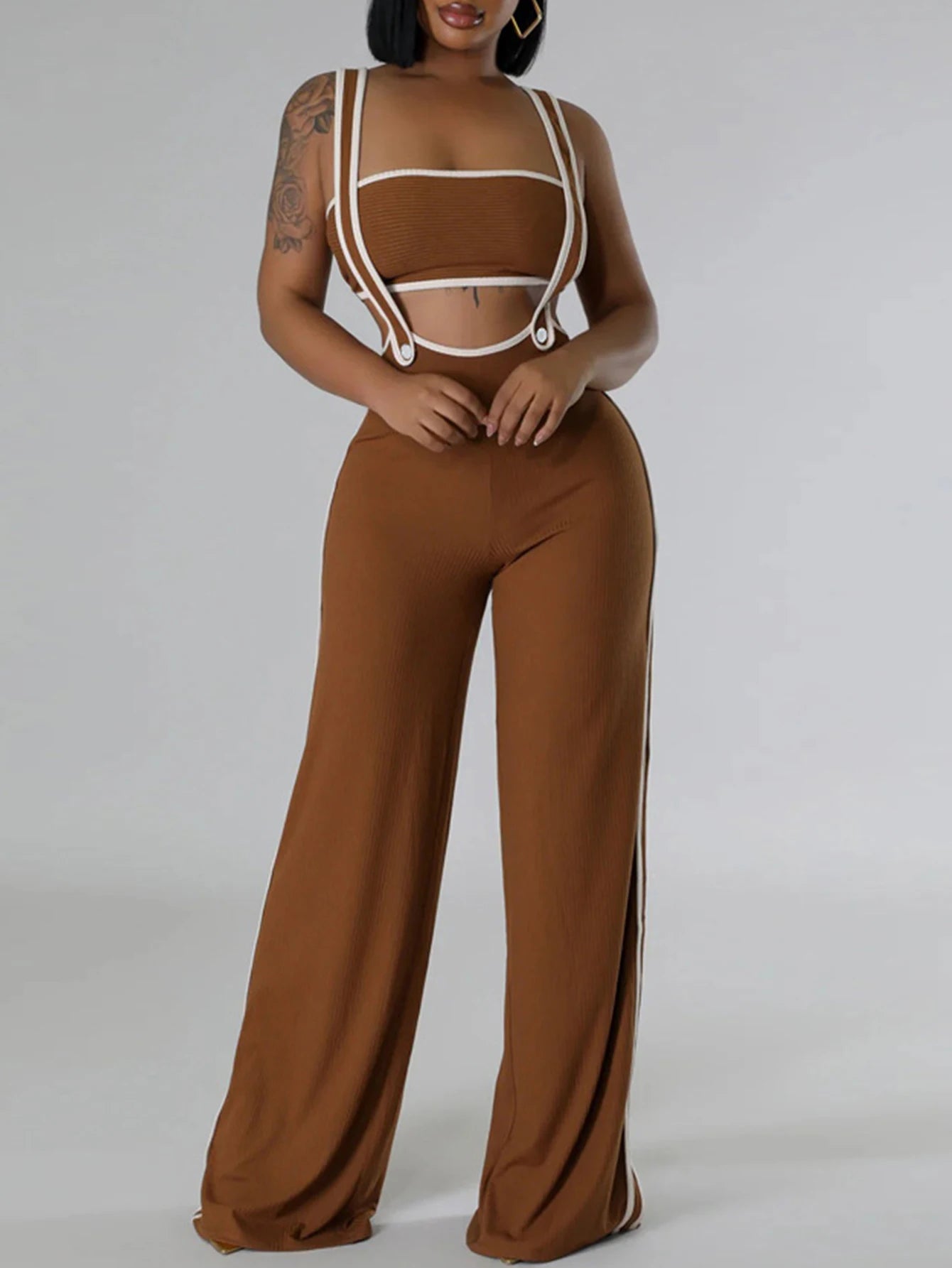 Sexy jumpsuit women pants summer casual Pants set jumpsuits Wide leg pants body party club outfits bodysuit Two pieces overalls