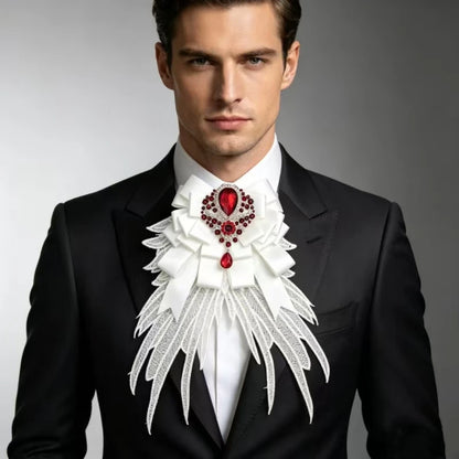 Luxury Rhinestone Mesh Wing Bow Brooch  Elegant Banquets Dress and Wedding Shirts Lapel Flower Bow Tie  Unisex Gift Accessory