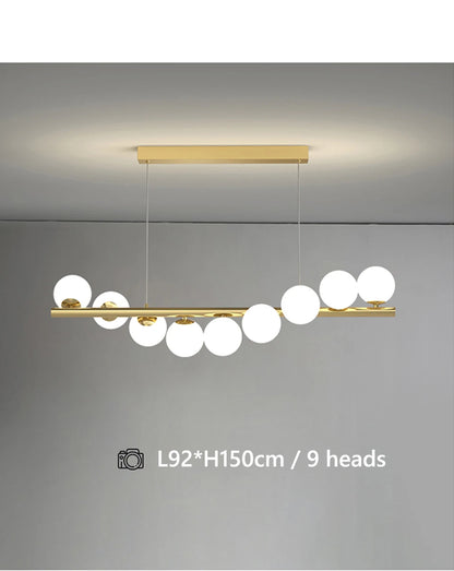 Line Glass Ball Pendant Lights Nordic LED Energy-Efficient Hanging Ceiling Lamp with Adjustable Cord for Dining Room Living Room