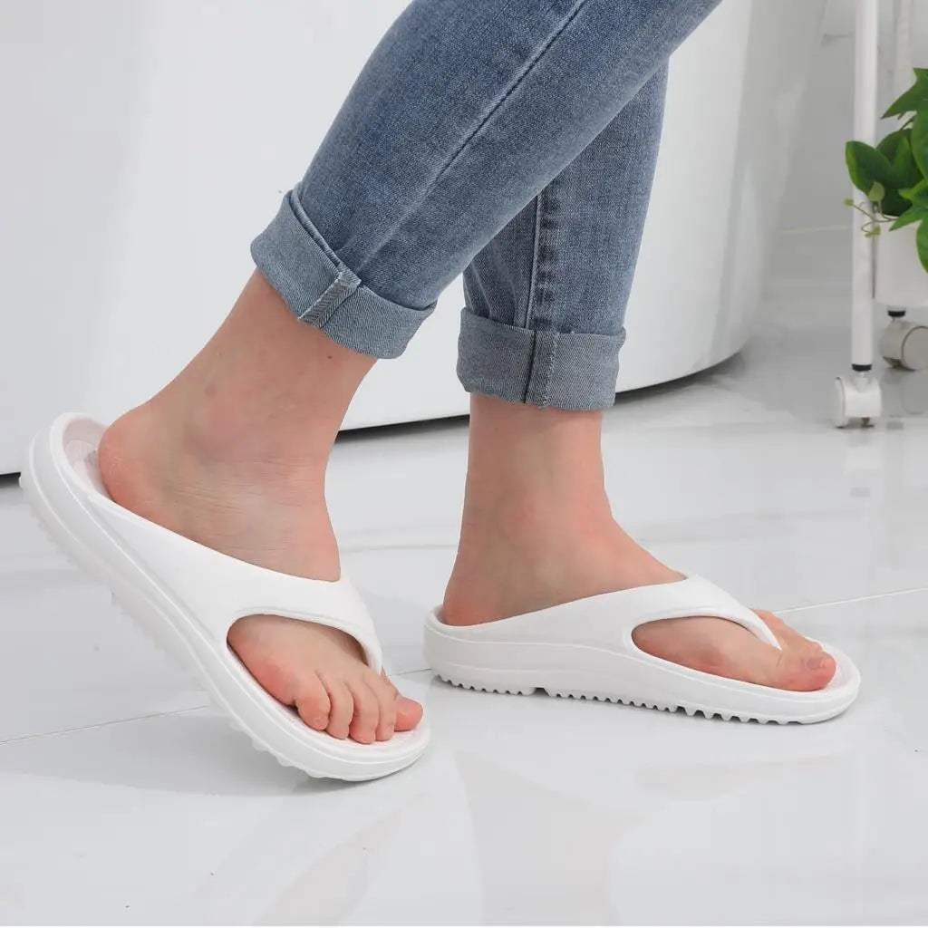 Shevalues Men's Orthopedic Sandals Fashion Couples Beach Flip Flop Summer Outdoor Soft Sandals With Arch Support Bathroom Slides