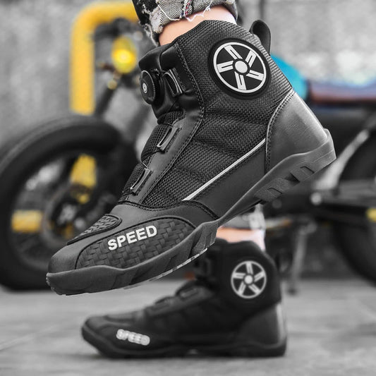 Motorcycle Riding Men Boots Off-Road Motorbike Racing Anti-drop Breathable Equipment Soft Waterproof Motocross Cycling Shoes
