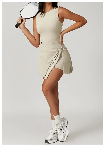 Romper Backless Set Long Sleeved Gym Sports Fitness Bodysuit Siamese Sportswear Women Clothes Jumpsuit Skirt Playsuit Yoga Suit