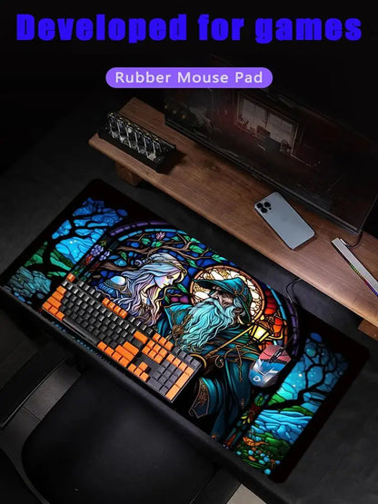 Medieval anime illustration design Mouse Pad Desk Mat with Stitched Edge non-Slip rubber base gamer pc accessories magic playmat