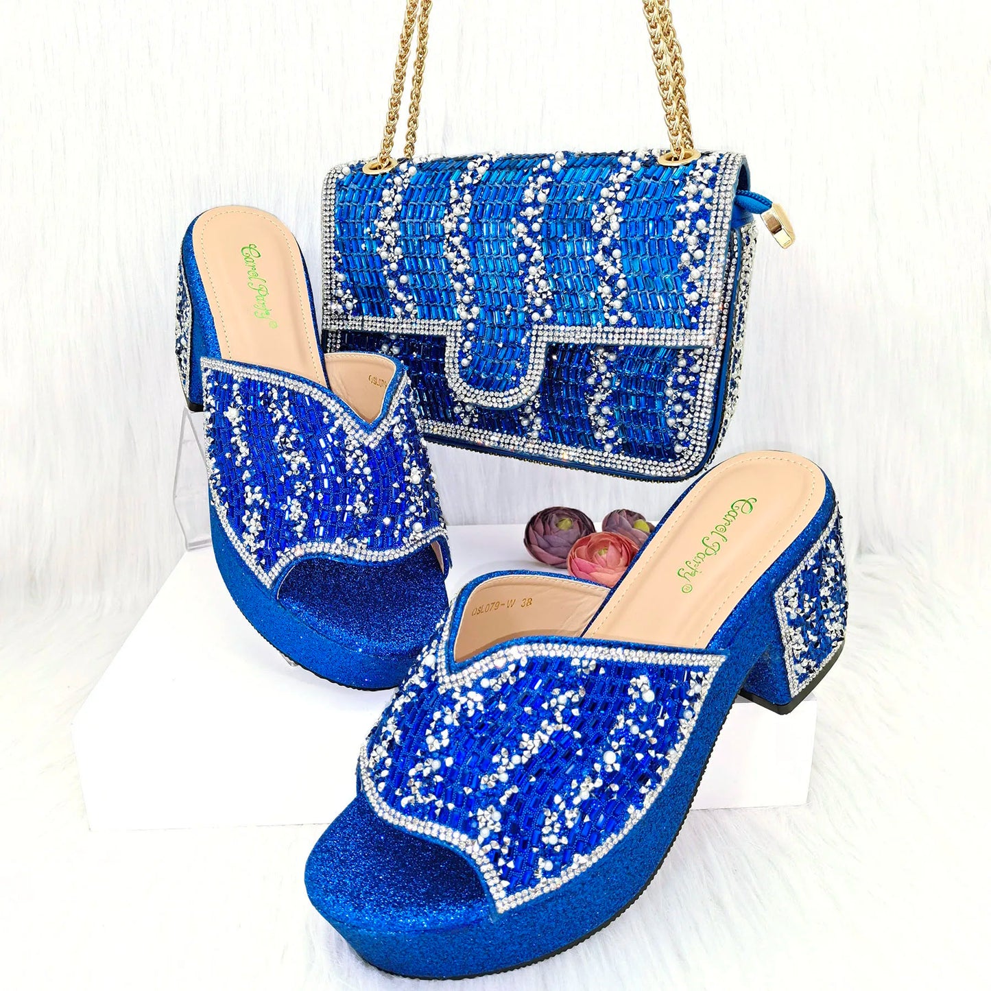 Nigeria Distinguished Green And Elegant Women's Designer High Heels And Bag Set, Fashionable Fishmouth Shoes In Nigerian Style