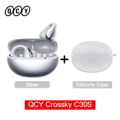 QCY Crossky C30S Open Ear Wireless Earphones Hi-Res with LDAC Ear Clip Earbuds Bluetooth 6.0 Clip On OWS Sports Headphones 40Hrs