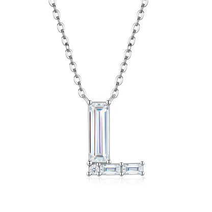 PureNew 26 Letter A-Z 4x12mm Moissanite Necklace For Women S925 Silver D Color 18k Plated Sparking Women's Moissanite Chain