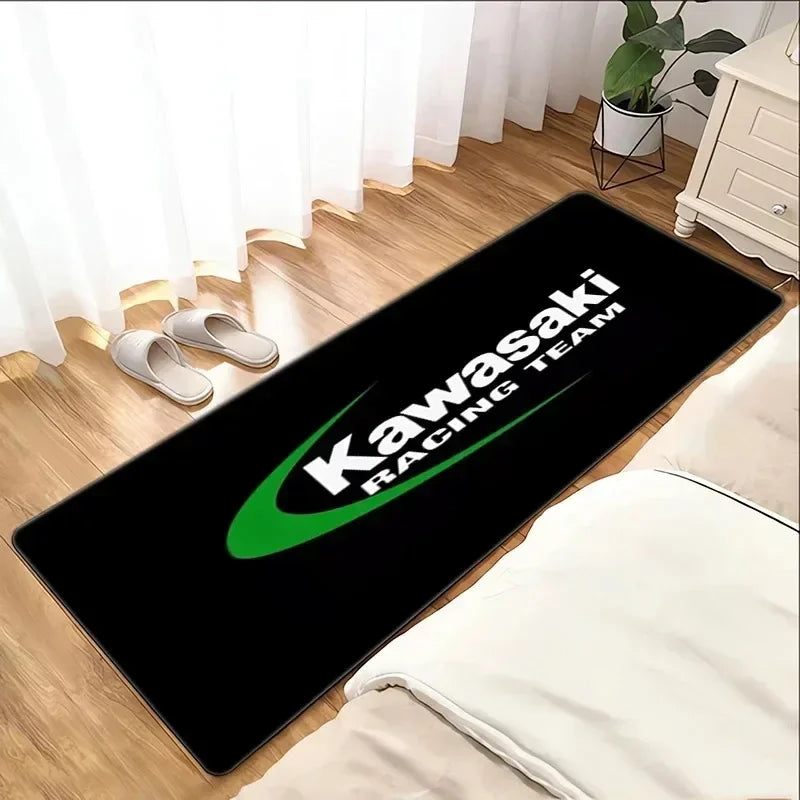 Kawasaki Motorcycle Carpet Garage Mat Racing Cool Moto Display Motorcycle Display Mat Kawasaki Anti-slip Floor Decoration Rug
