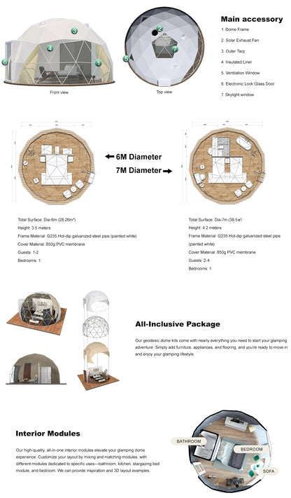 Durable Geodesic Dome Tent PVC Waterproof Glamping Starry House Hemispherical Bubble Igloo Tent Luxury Outdoor Camping