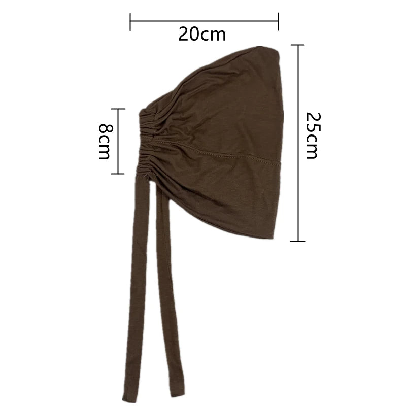 82 Colors Tie-Back Undercaps Fashion Women's Inner Hijab Muslim Cap Bonnet Plain Islamic Cotton Spandex Jersey DEW Underscarf