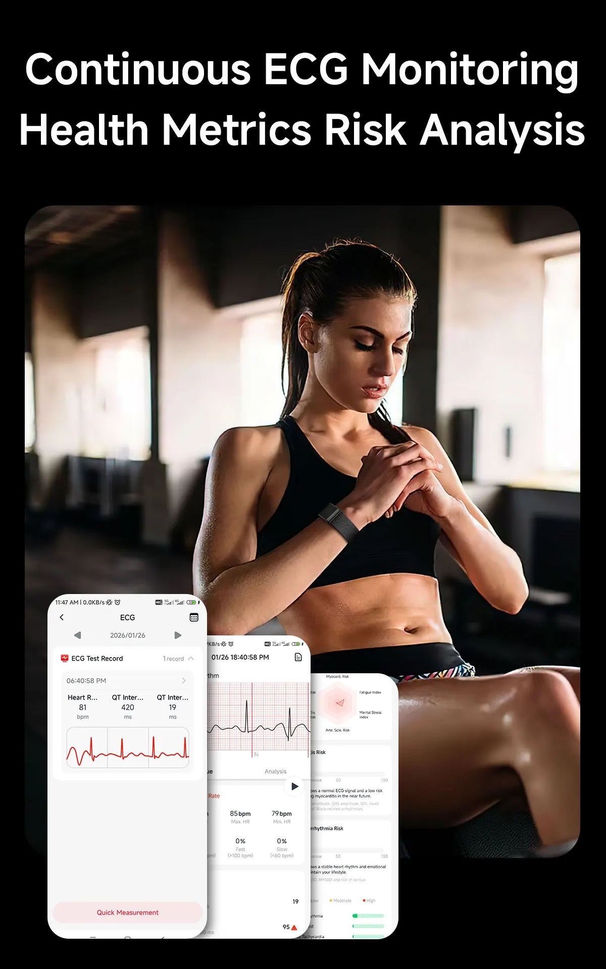 2026 New Nursing Grade Smart Bracelet VWAR Loop Life SpO2 Blood Lipid Uric Acid ECG+PPG Waterproof Band Sport Fitness Tracker