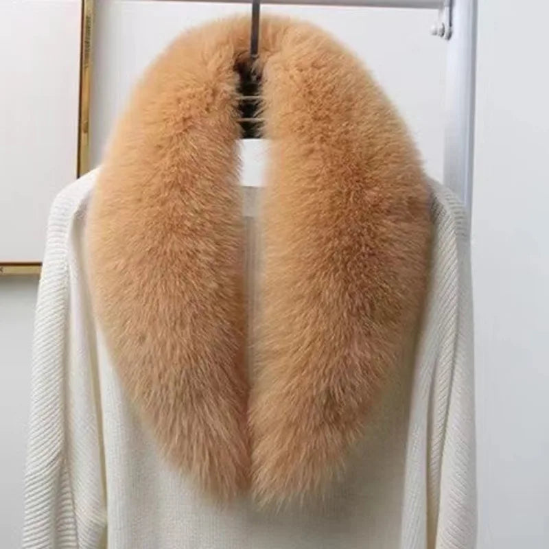 Fox Fur Collar 100% Real Fox Fur Scarf Winter Women Natural Fur Gray Collar Large Size Neck Warmer Fur Scarf Shawls