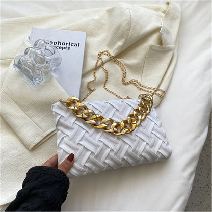 Chain Female Bag Braided Design Pleated Retro Shoulder Crossbody Bags for Women New Trend Handbag Evening Clutch Bag