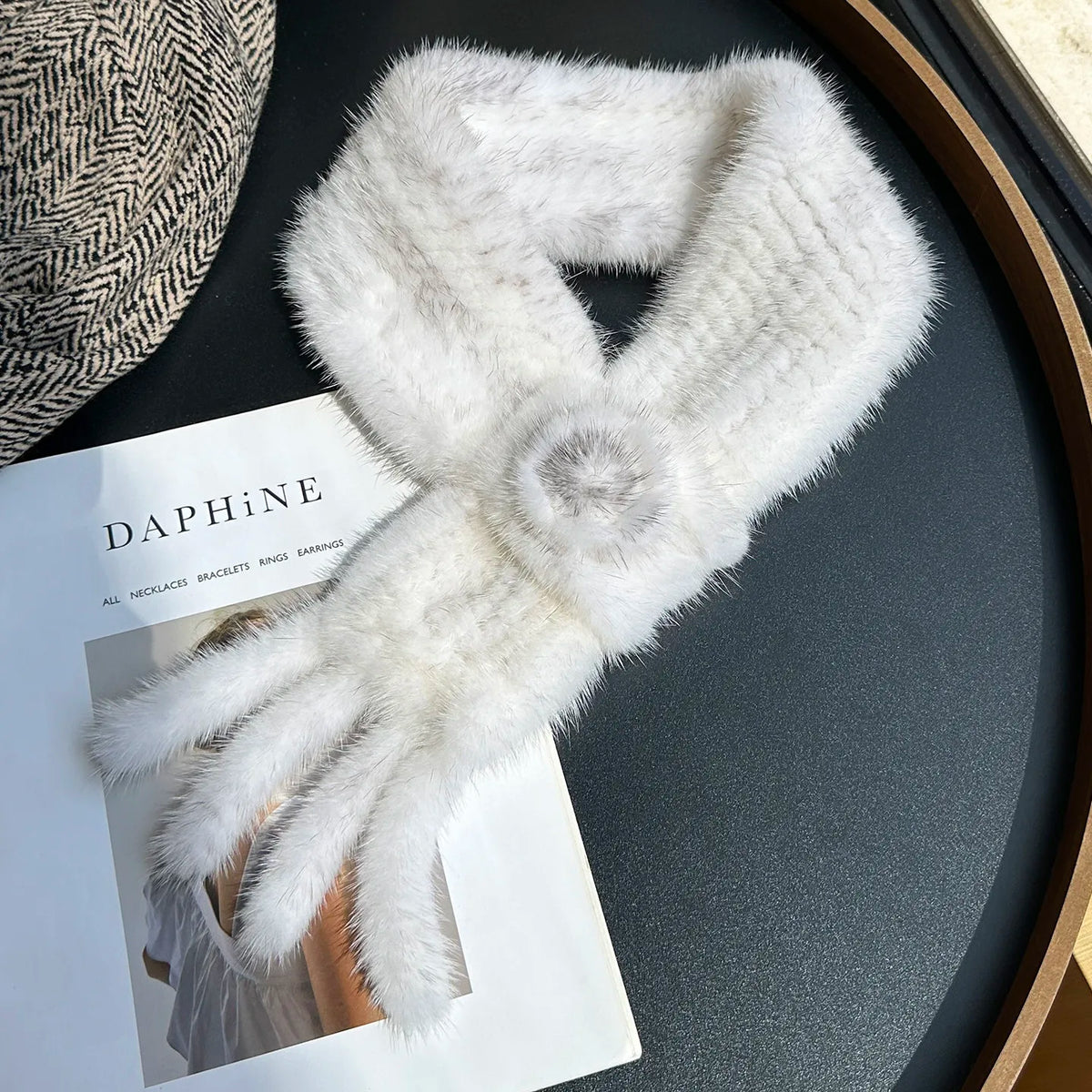 Real Mink Fur Warm Scarf For Women Cross Double-sided Style Knitted Design New Fashion Elegant Mink Fur Accessories Scarves