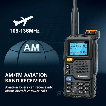Quansheng Uv-5R Plus Walkie Talkie Dual Band Am Vhf Uhf Ham Radio For Baofeng Uv-5R Two Way Radio Outdoor Camping Hiking