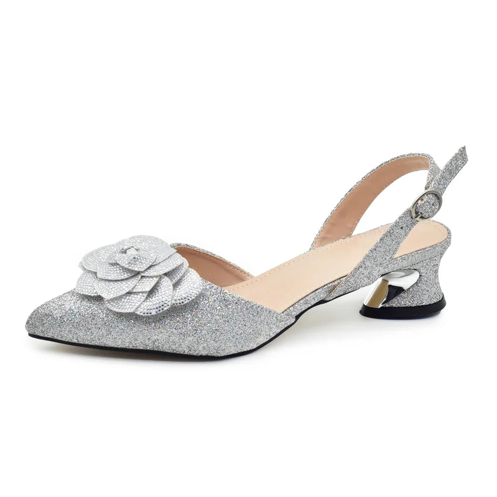 Fashion Shoe and Bag Set for Nigeria Party Italy Luxury Italian Shoes and Bag Set for Women Rhinestone Pumps Women Shoes Luxury