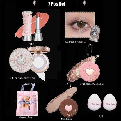 Flower Know Makeup Set Little Angel Collection Make Up Gift Box Eye Shadow Blush Matte Lipstick Highlighter Full Kit All In One