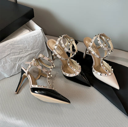 Nude Black Woman heeled sandals Summer Slingbacks High Heels luxury Leather Fashion Brand Designed sandals elegant Prom Shoes