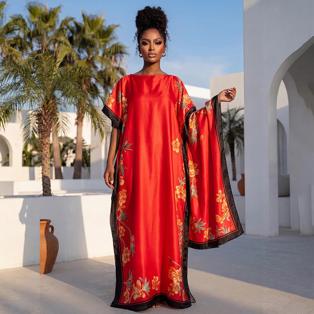 Summer Fashion African Shawl For Women Elegant Printed Muslim Lady Long Hijab Kaftan Dress Sun Protection Kuwait Abaya Scraf