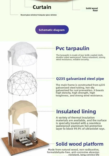 Large Geodesic Dome Tent Luxury Glamping Hotel Resort Tent Safari Accommodation Tent High Quality Factory Direct Supply