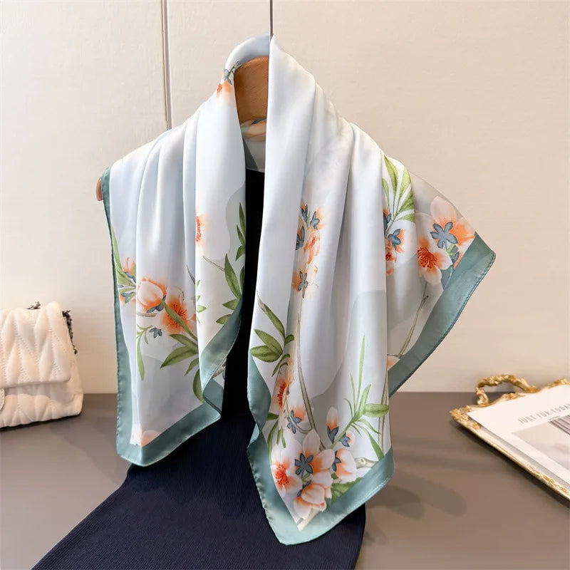 70*70cm Zebra Stripes Print Head Scarf for Women Silk Square Scarves Foulard Bandana Fashion Decorate Hijab Female Neckerchief