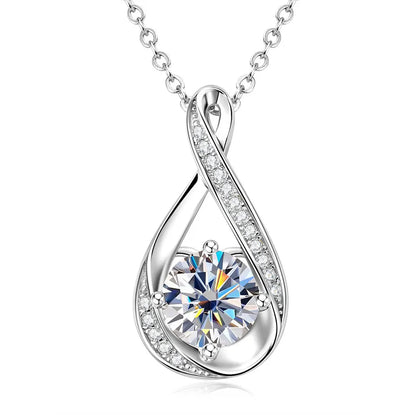 OXTAO Infinity Moissanite Pendant Necklace 8mm&1.2mm D VVS1 for Women 14K Gold Filled Clavicle Chain Necklace Fine Jewelry Gift