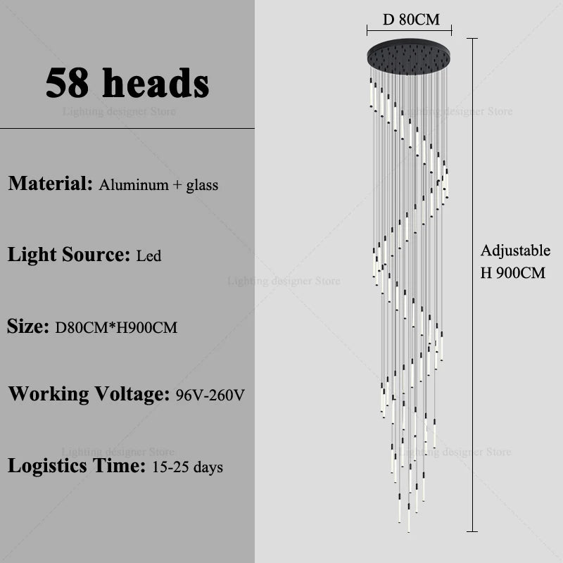 Modern Lighting Long Staircase Pendant Light Ceiling Chandelier hanging lights Stair Chandelier