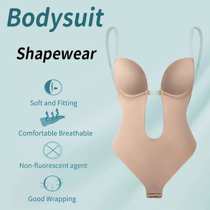 Women Full Body Shaper Bra Backless Bodysuit Thong Invisible Shapers Tummy Control Shapewear Girdles Sheath Slimming Underwear