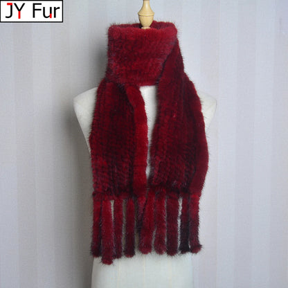 New Arrives Women Real Mink Fur Scarf Lady Fashion Knitted Genuine Mink Fur Scarves Winter Warm Natural Fur Muffle