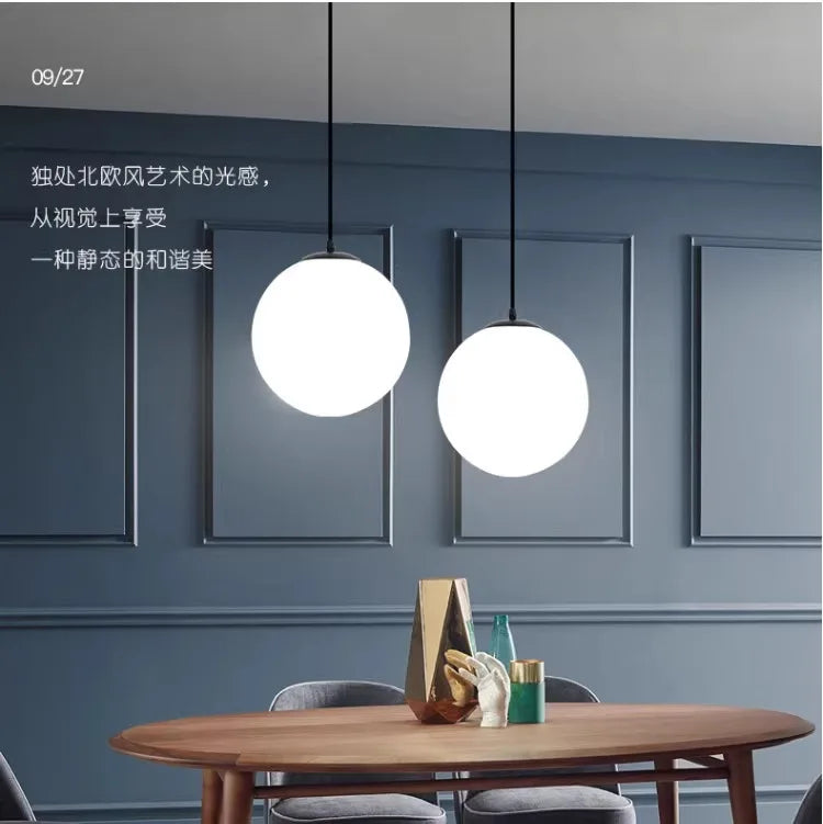 Black White Golden Ball Chandelier Lights Glass Frosted Lampshade Restaurant Bar Kitchen Hanging Lamps G9 E27 Indoor Lighting