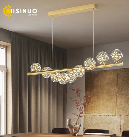 Line Glass Ball Pendant Lights Nordic LED Energy-Efficient Hanging Ceiling Lamp with Adjustable Cord for Dining Room Living Room