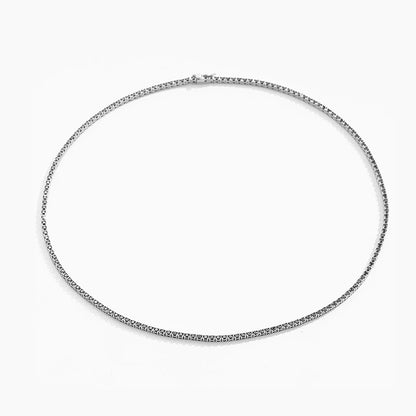 NeeTim 2mm 3mm Black Moissanite Tennis Necklace s925 Sterling Silver with White Gold Plated Neck Chain Necklaces for Women Man